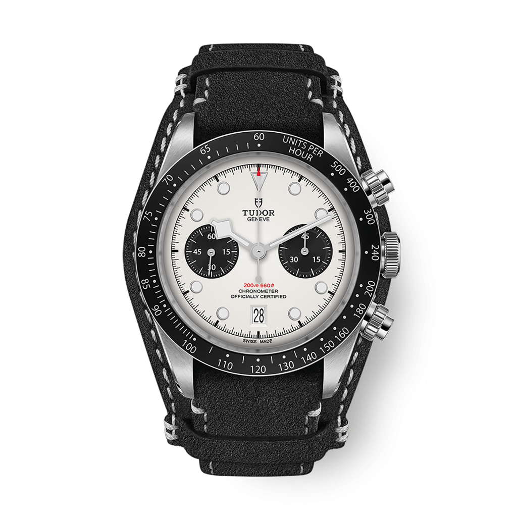 Tudor Black Bay Chrono 41 mm Silver Dial Stainless Steel Leather Strap M79360N-0006