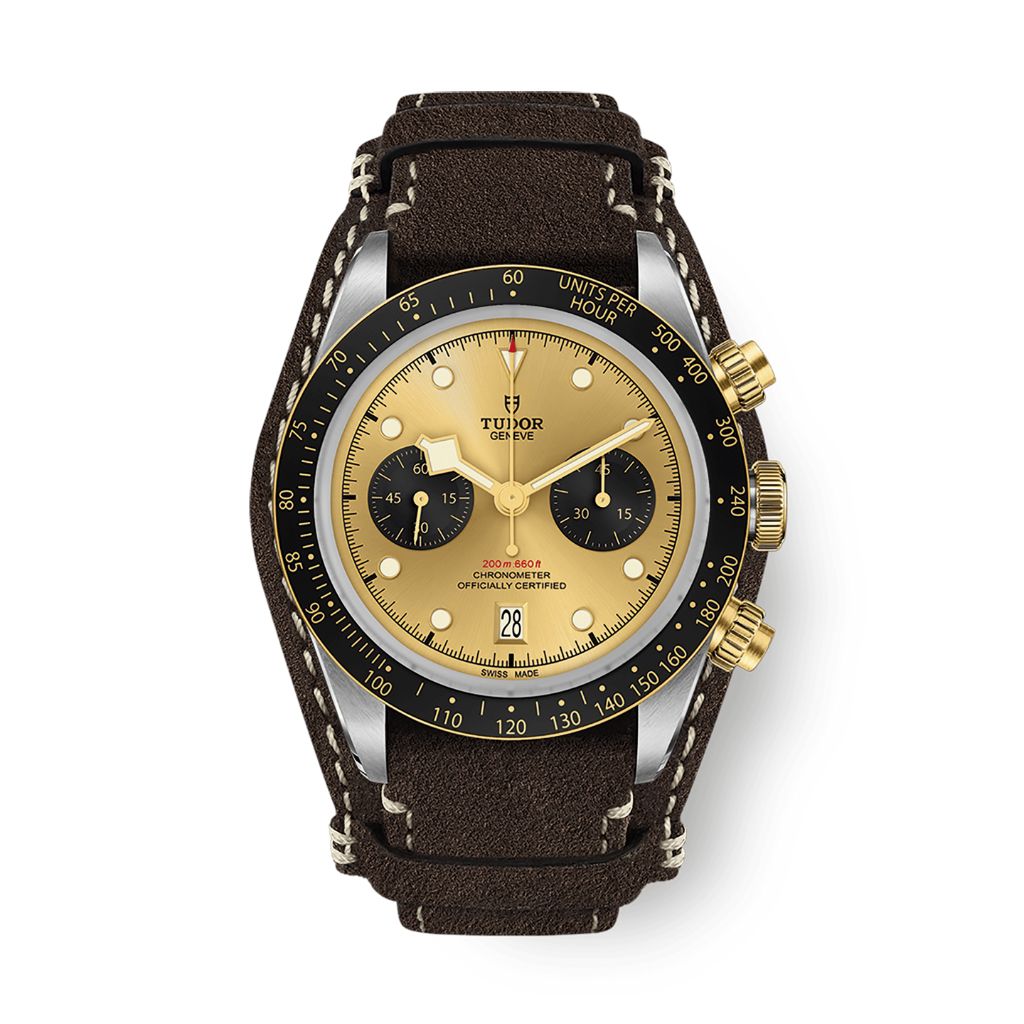Tudor Black Bay Chrono S&G 41 mm Champagne Dial Stainless Steel Leather Strap M79363N-0008