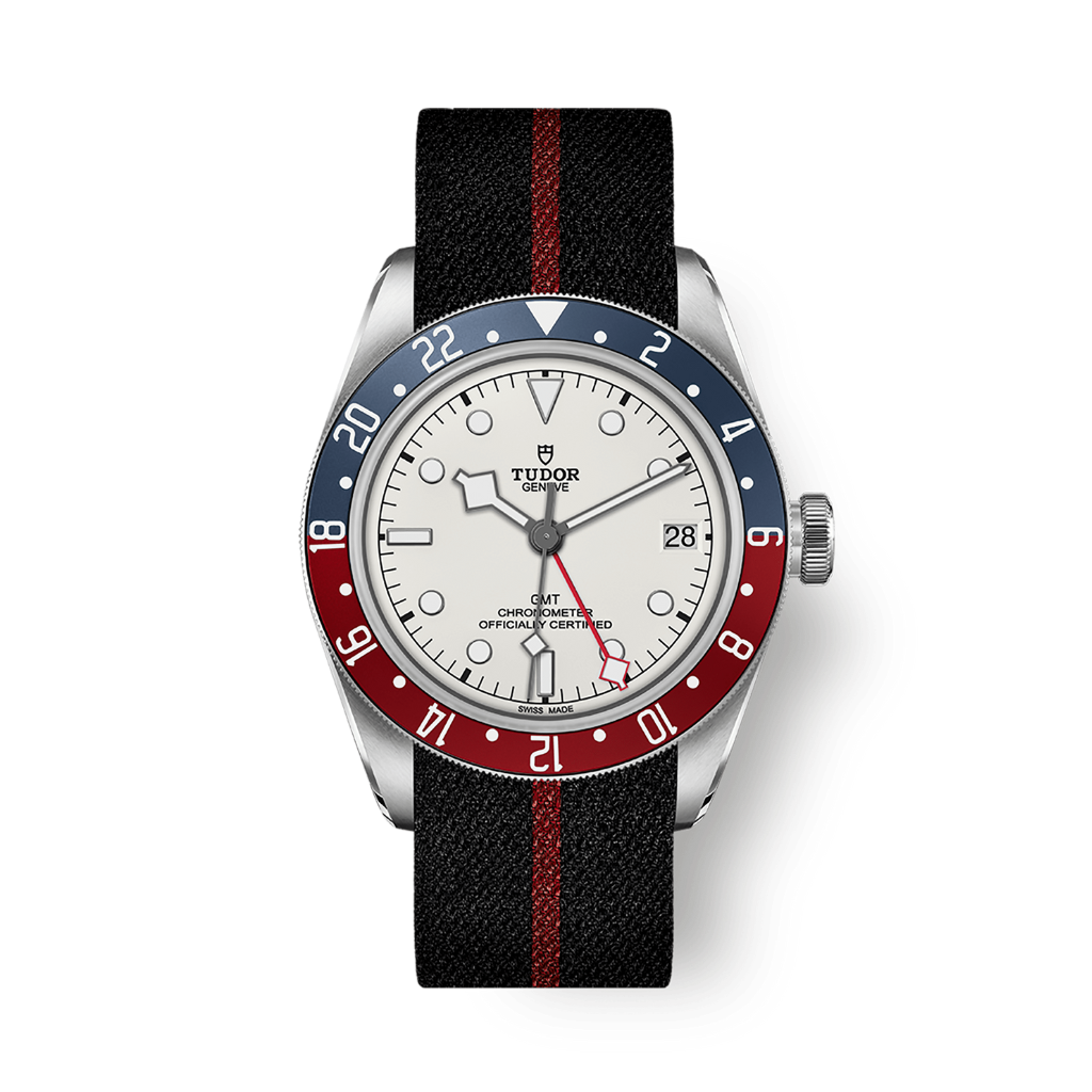 Tudor Black Bay GMT 41 mm Silver Dial Stainless Steel Fabric Strap M79830RB-0012