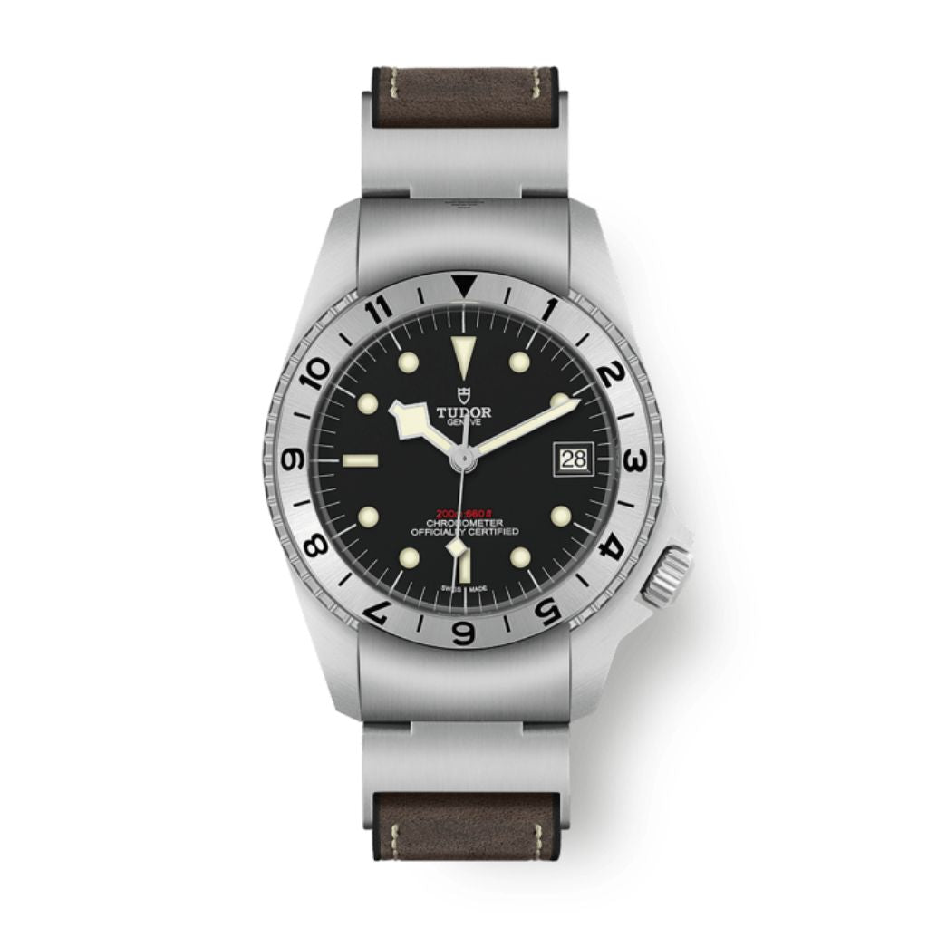 Tudor Black Bay P01 42 mm Black Dial Stainless Steel Leather Strap M70150-0001
