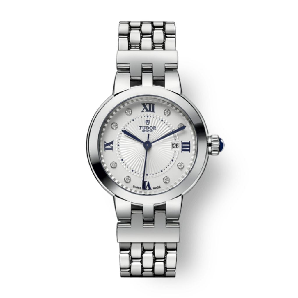 Tudor Clair de Rose 30 mm Silver Dial with Diamonds Stainless Steel Bracelet M35500-0004