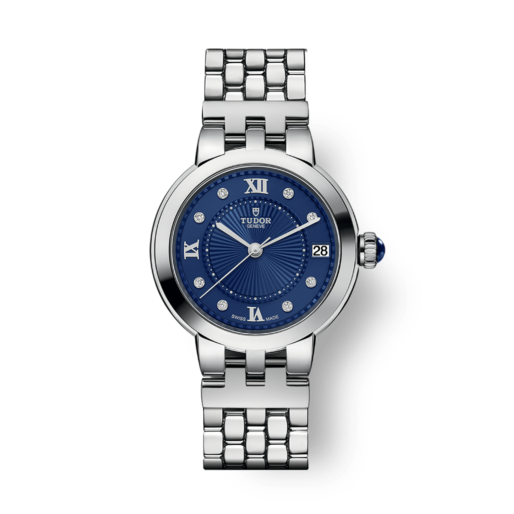 Tudor Clair de Rose 34 mm Blue Dial with Diamonds Stainless Steel Bracelet M35800-0010