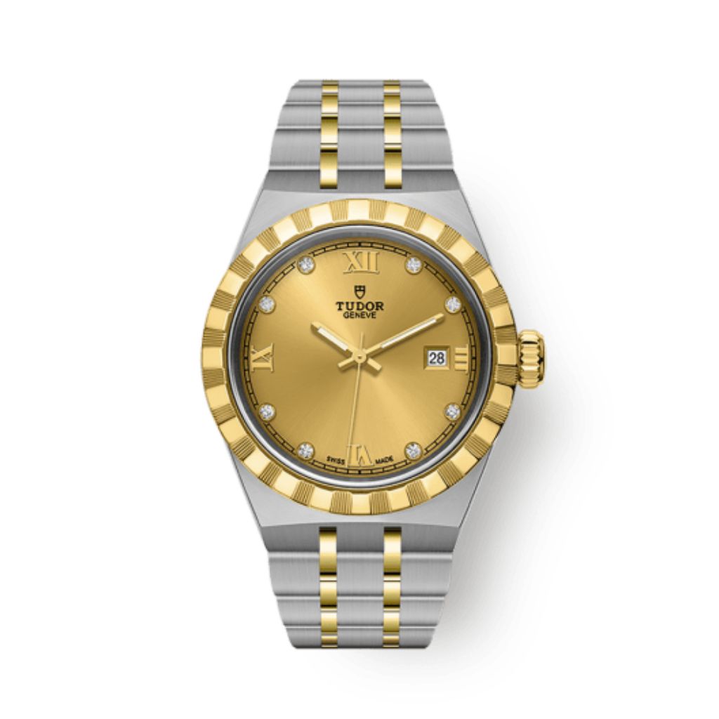 Tudor Tudor Royal 28 mm Golden Dial with Diamonds Stainless Steel Bracelet M28303-0006