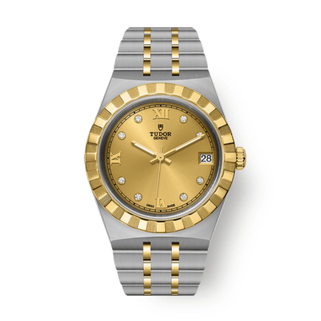 Tudor Tudor Royal 34 mm Golden Dial with Diamonds Stainless Steel Bracelet M28403-0006