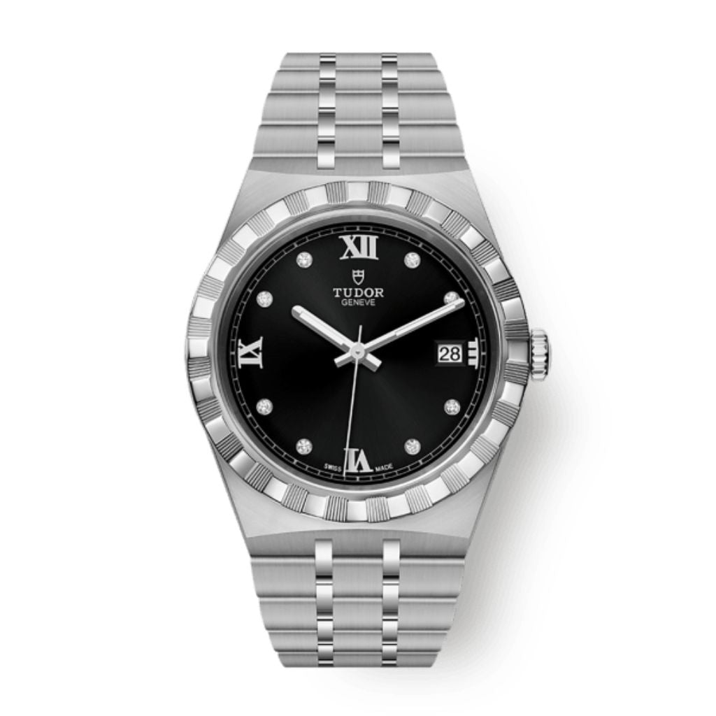 Tudor Tudor Royal 38 mm Black Dial with Diamonds Stainless Steel Bracelet M28500-0004