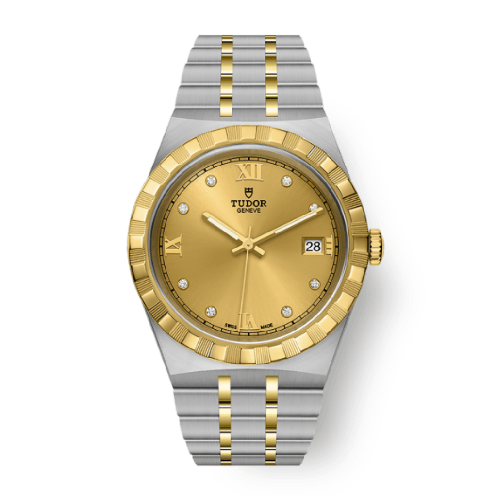 Tudor Tudor Royal 38 mm Golden Dial with Diamonds Stainless Steel Bracelet M28503-0005