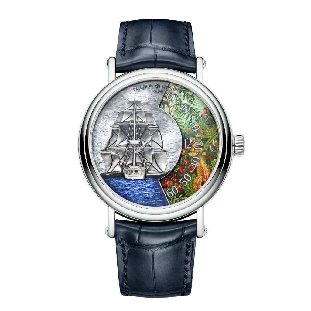 Vacheron Constantin Métiers d'Art Tribute to Explorer Naturalists - Cape Verde 41 mm Silver Dial White Gold   Leather Strap 7500U/000G-B991