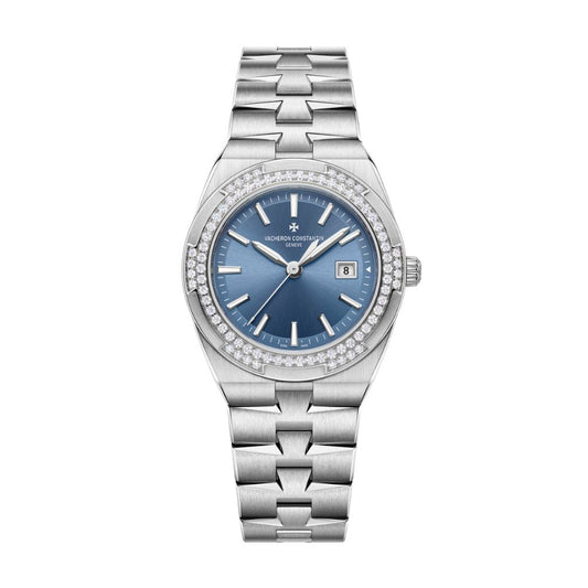 Vacheron Constantin Overseas quartz 33 mm Blue Dial with Diamonds Stainless Steel Bracelet 1225V/200A-B590