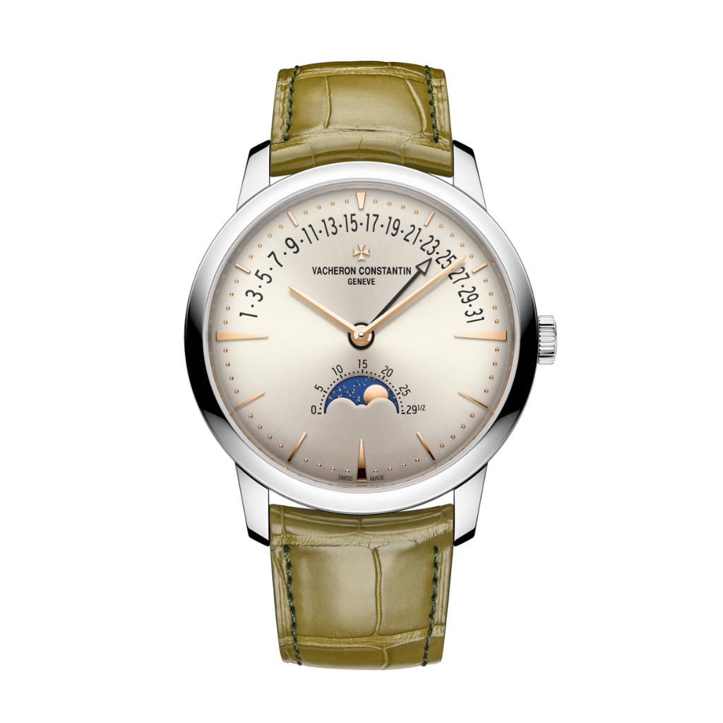 Vacheron Constantin Patrimony moon phase retrograde date 42.5 mm Silver Dial White Gold   Leather Strap 4010U/000G-H070