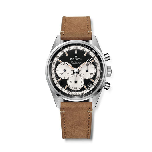 Zenith CHRONOMASTER EP ORIGINAL 38 mm Black Dial Stainless Steel   Leather Strap 03.3200.3600/21.C903