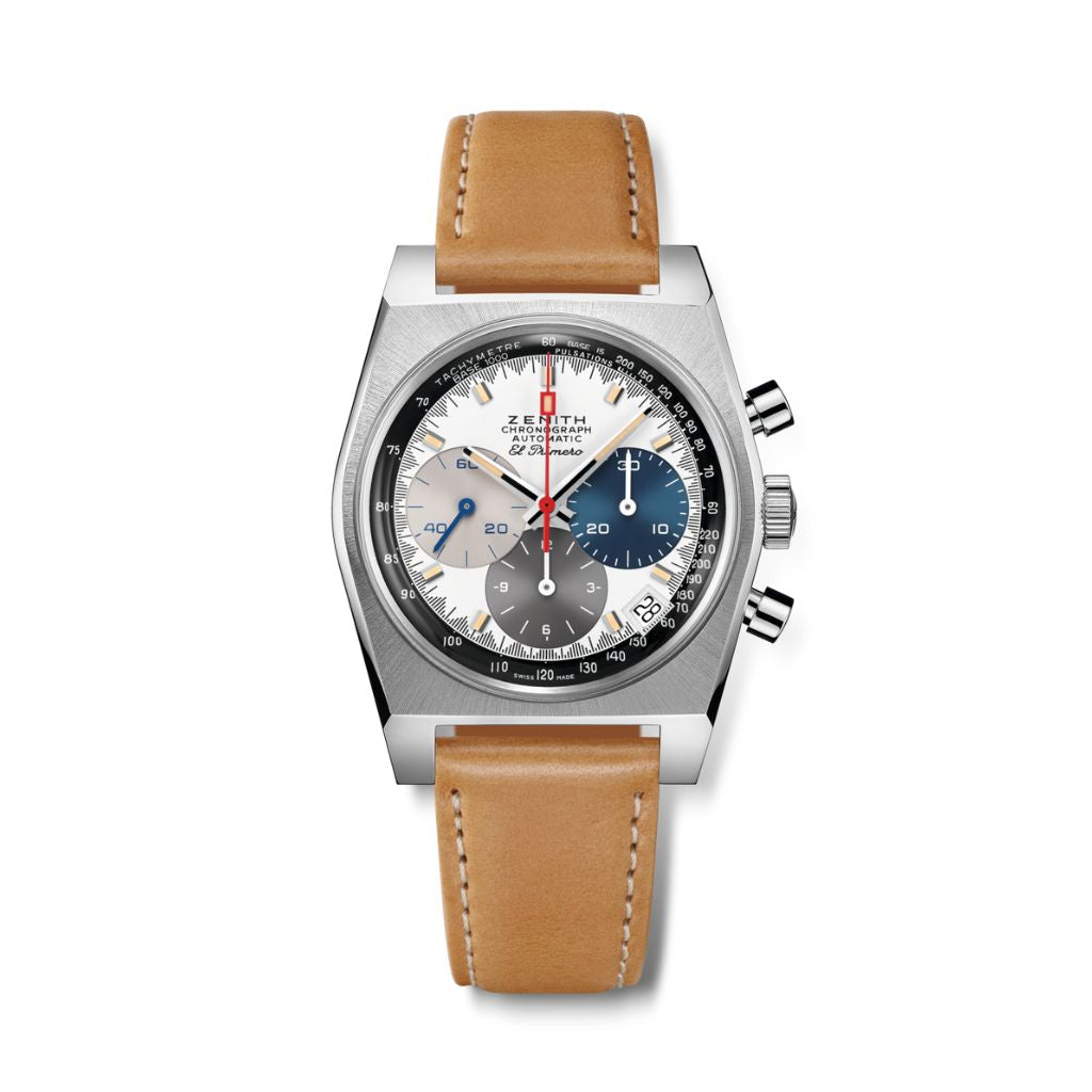 Zenith CHRONOMASTER REVIVAL 37 mm White Dial Stainless Steel   Leather Strap 03.A384.400/3817.C855
