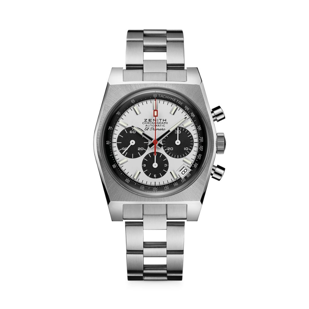 Zenith CHRONOMASTER REVIVAL EL PRIMERO A384 37 mm Silver Panda Dial Stainless Steel Bracelet 03.A384.400/21.M384