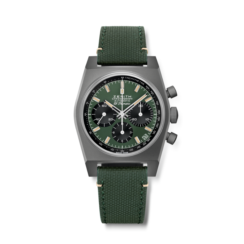 Zenith CHRONOMASTER REVIVAL SAFARI 37 mm Green Dial Titanium Fabric Strap 97.T384.400/57.C856