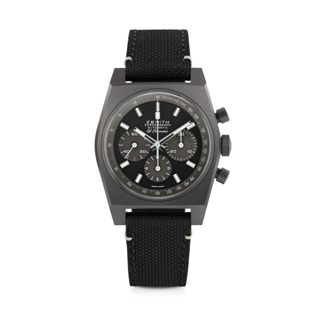 Zenith CHRONOMASTER REVIVAL SHADOW 37 mm Black Dial Titanium Fabric Strap 97.T384.4061/21.C822