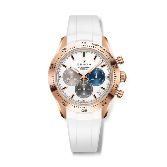 Zenith CHRONOMASTER SPORT 41 mm White Dial 18k Rose Gold Rubber Strap 18.3101.3600/69.R953