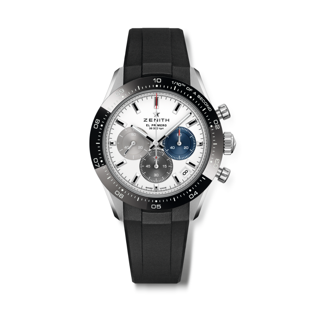Zenith CHRONOMASTER SPORT 41 mm White Dial Stainless Steel with Black Ceramic Rubber Strap 03.3100.3600/69.R951
