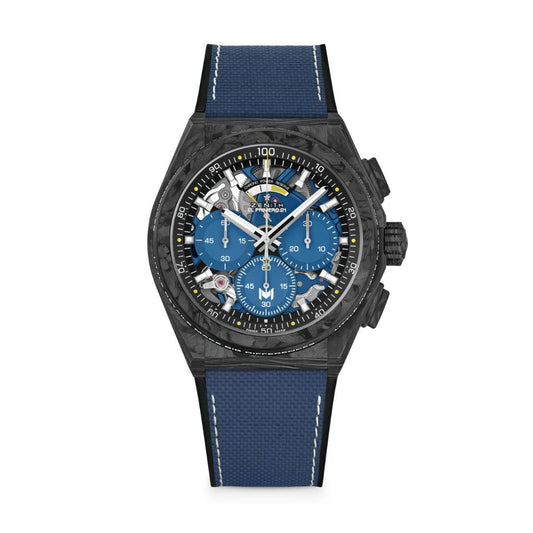 Zenith DEFY 21 PATRICK MOURATOGLOU 44 mm Black & Blue Dial Black Carbon Rubber Strap 10.9000.9004/M99.R939