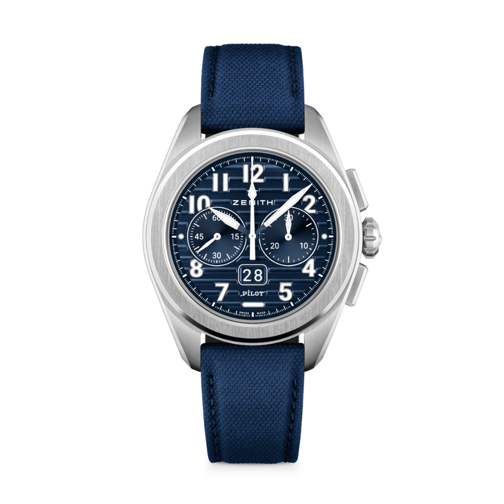 Zenith PILOT CHRONOGRAPHE FLYBACK BIG 42.5 mm Blue Dial Stainless Steel Rubber Strap 03.4000.3652/51.I003