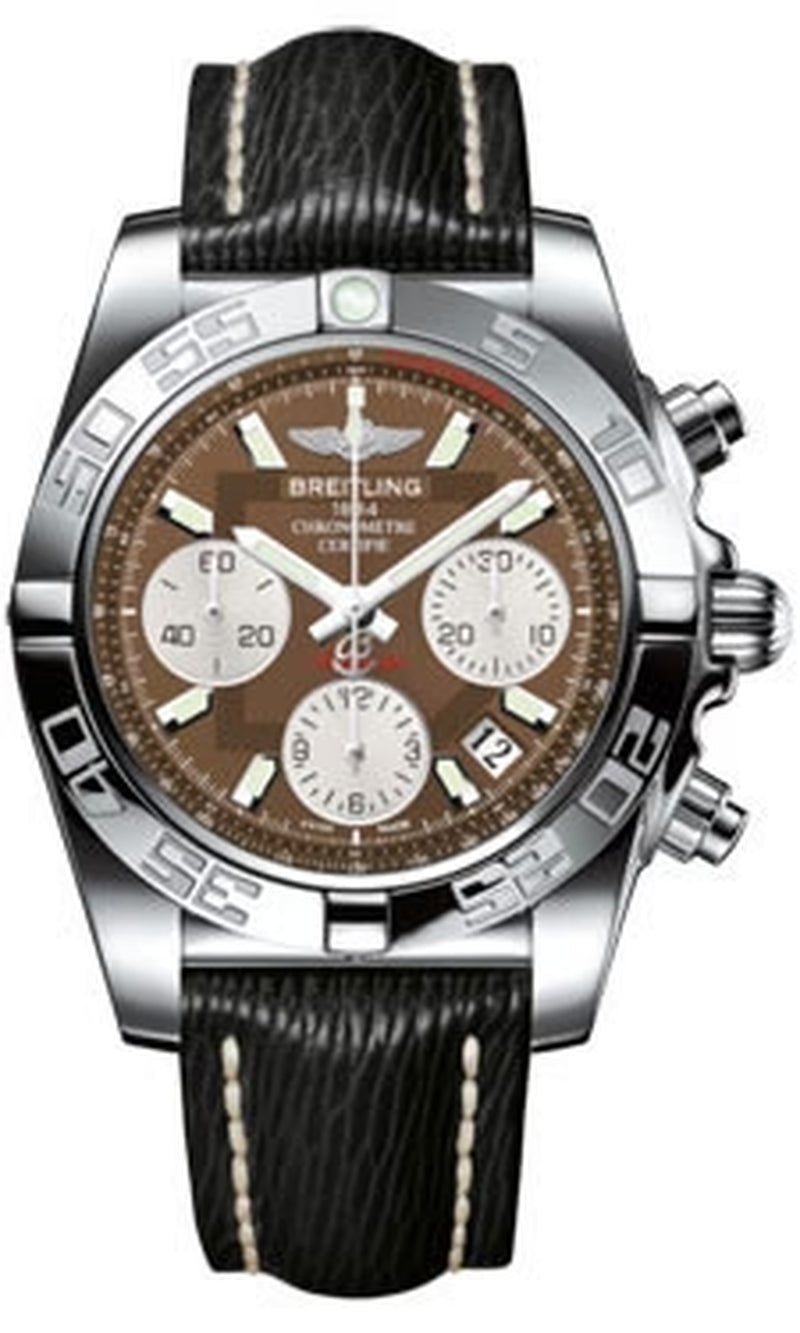 '- Chronomat 41 Steel Polished Bezel - Sahara Leather Strap