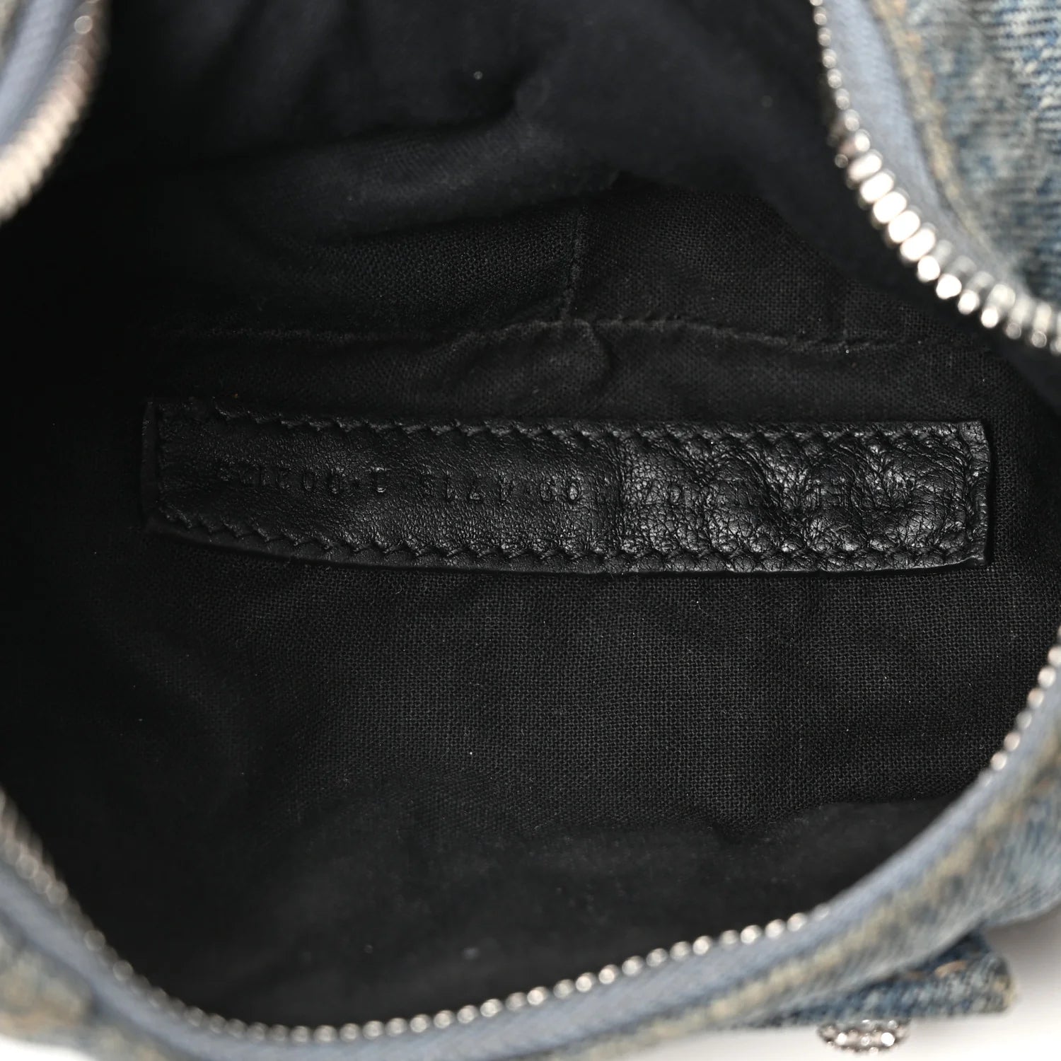 Washed Frayed Denim Crystal Le Cagole Shoulder Bag XS Blue