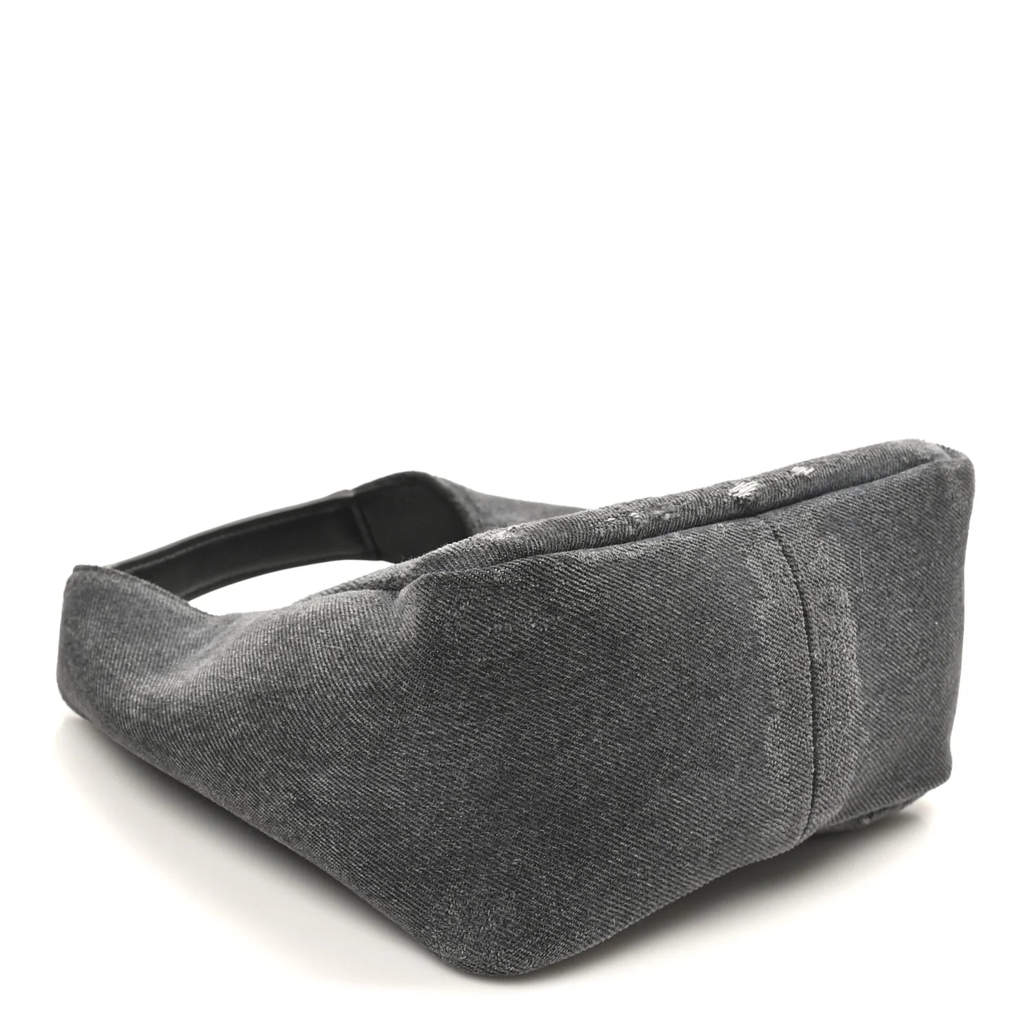 Washed Denim Calfskin Crocodile Embossed Mini G-Lock Hobo Black