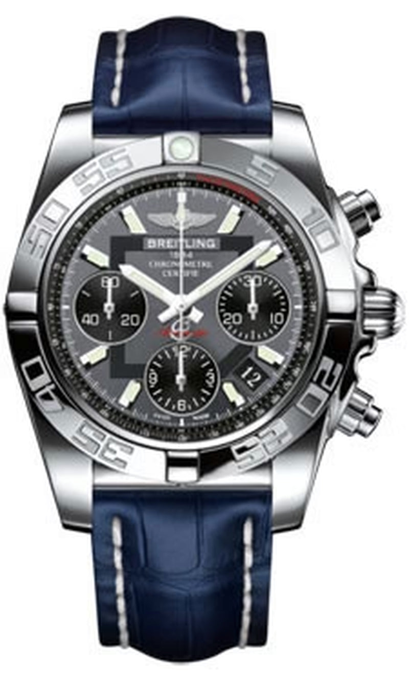 '- Chronomat 41 Steel Polished Bezel - Croco Strap