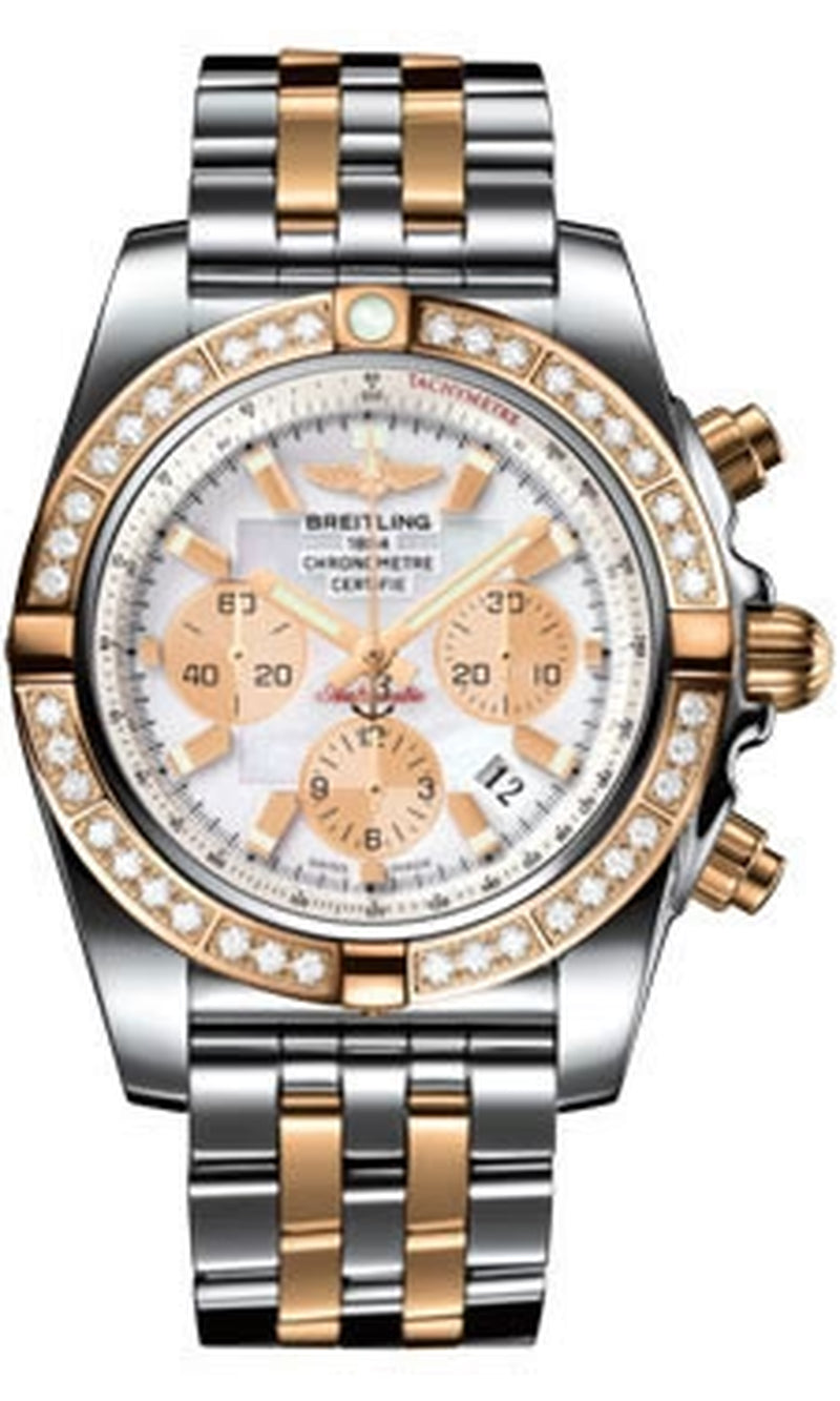 '- Chronomat 44 Steel and Rose Gold 40 Diamond Bezel - Two-Tone Pilot Bracelet