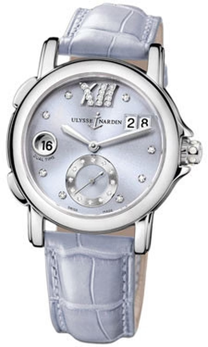 '- Dual Time Lady - Stainless Steel - Leather Strap