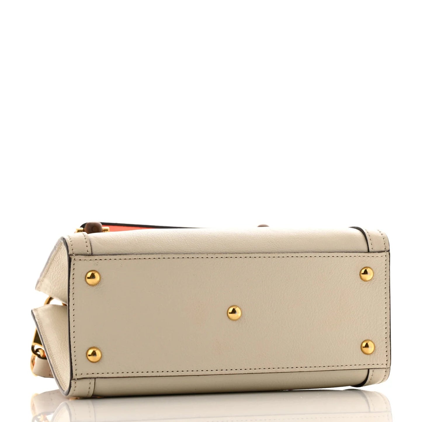 Wonka Mini Diana Tote Bag in Mystic White and Orange Fluo Calfskin