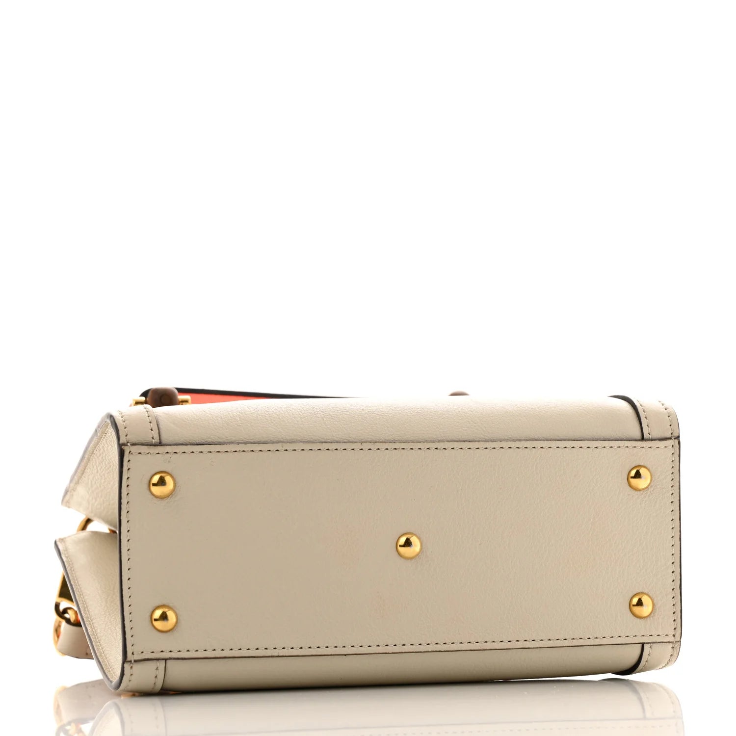 Wonka Mini Diana Tote Bag in Mystic White and Orange Fluo Calfskin