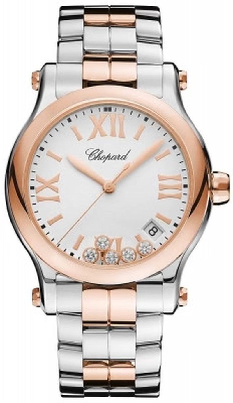 '- Happy Sport Automatic - round Medium 36Mm - Stainless Steel and Rose Gold