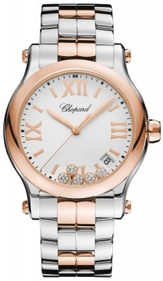 '- Happy Sport Automatic - round Medium 36Mm - Stainless Steel and Rose Gold