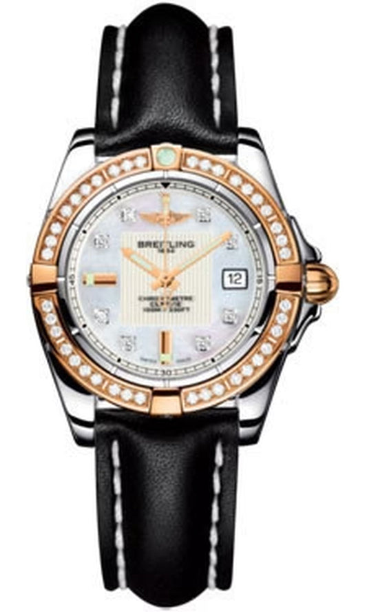 '- Galactic 32 Steel-Rose Gold - Diamond Bezel - Leather Strap