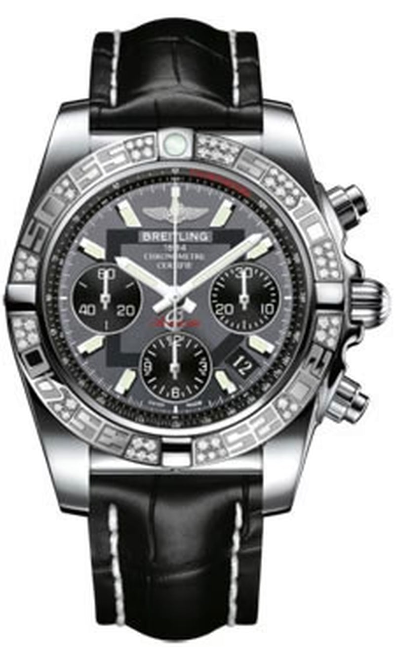 '- Chronomat 41 Steel Diamond Bezel - Croco Strap