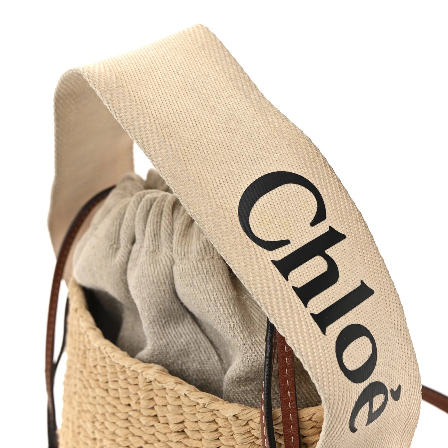 X MIFUKO Raffia Calfskin Small Woody Basket Shoulder Bag Black Beige