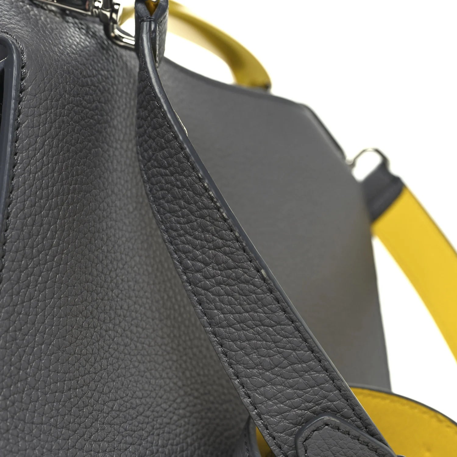 X MA YANSONG Cuoio Romano Aluminum Bi-Color Mini Peekaboo I SEE U Satchel Grey Yellow