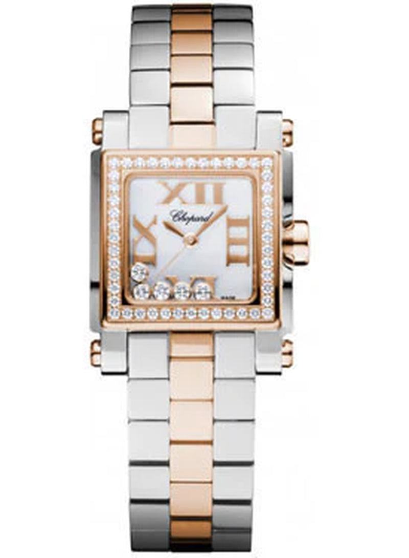 '- Happy Sport - Square Mini - Stainless Steel and Rose Gold