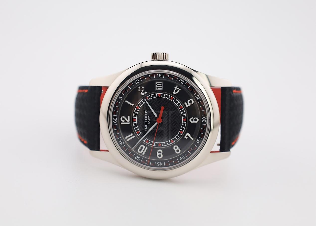 Patek Philippe Calatrava Date Sweep Seconds White Gold Black Carbon Motif Dial Red | 6007G-010