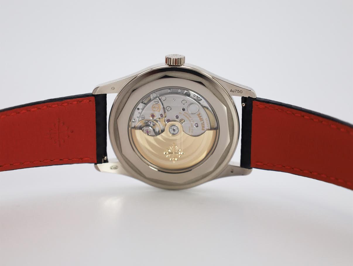 Patek Philippe Calatrava Date Sweep Seconds White Gold Black Carbon Motif Dial Red | 6007G-010