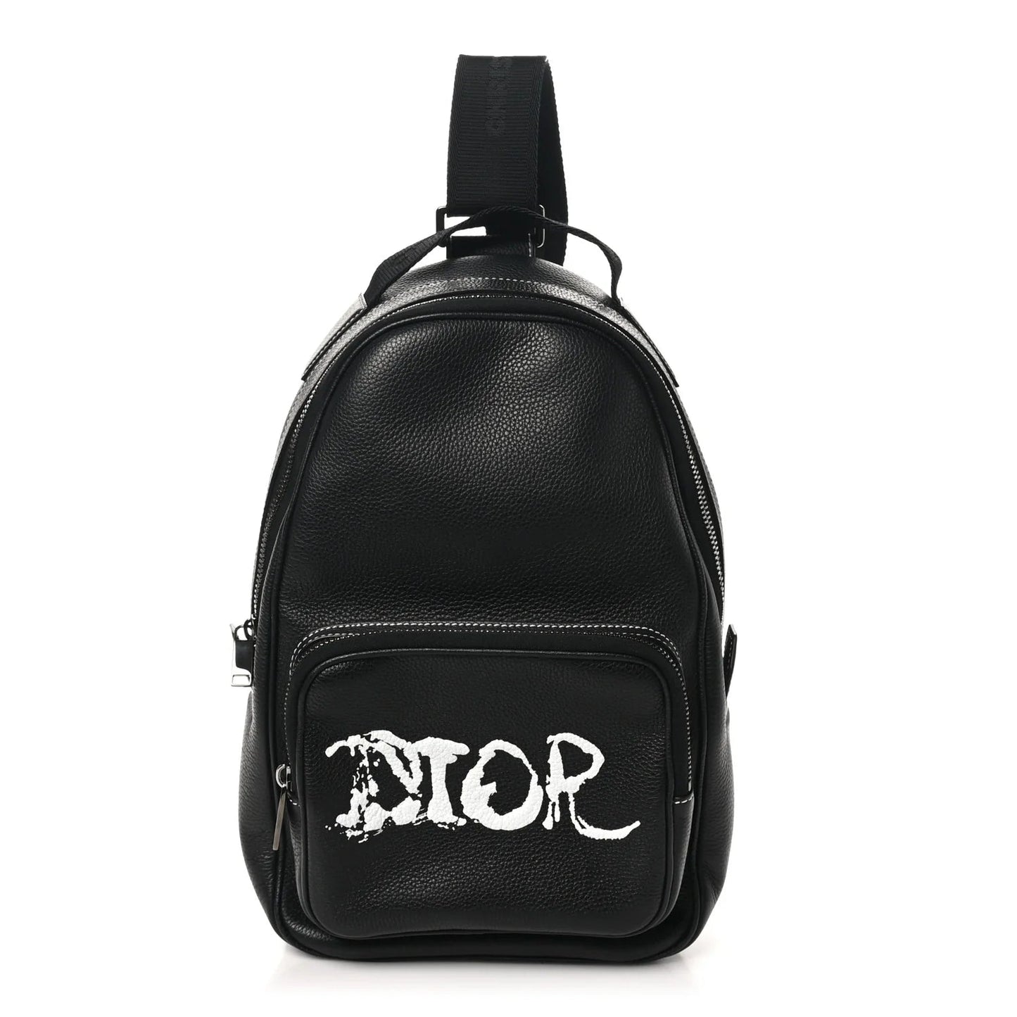 X PETER DOIG Grained Calfskin Slingbag Backpack Black
