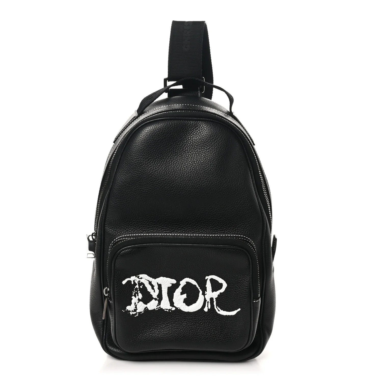 X PETER DOIG Grained Calfskin Slingbag Backpack Black
