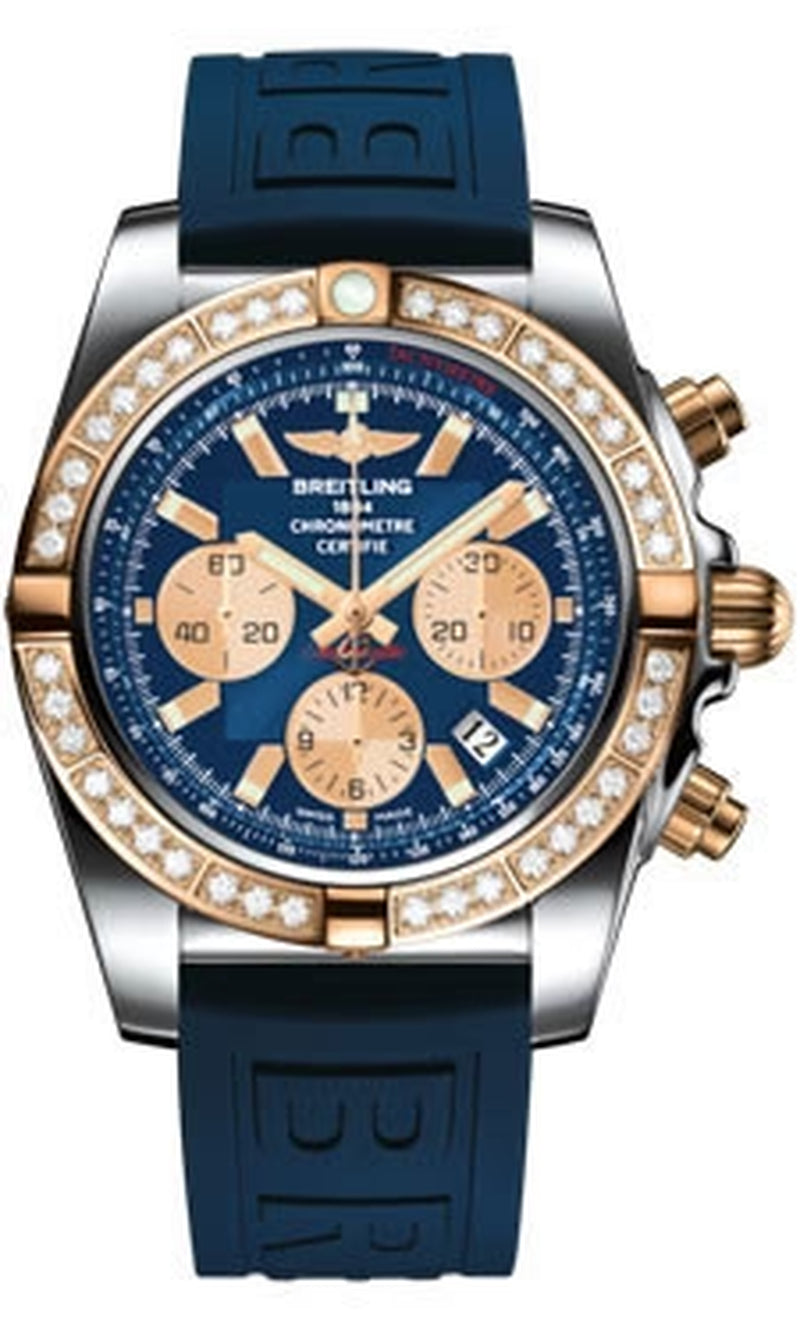 '- Chronomat 44 Steel and Rose Gold 40 Diamond Bezel - Diver Pro III Strap
