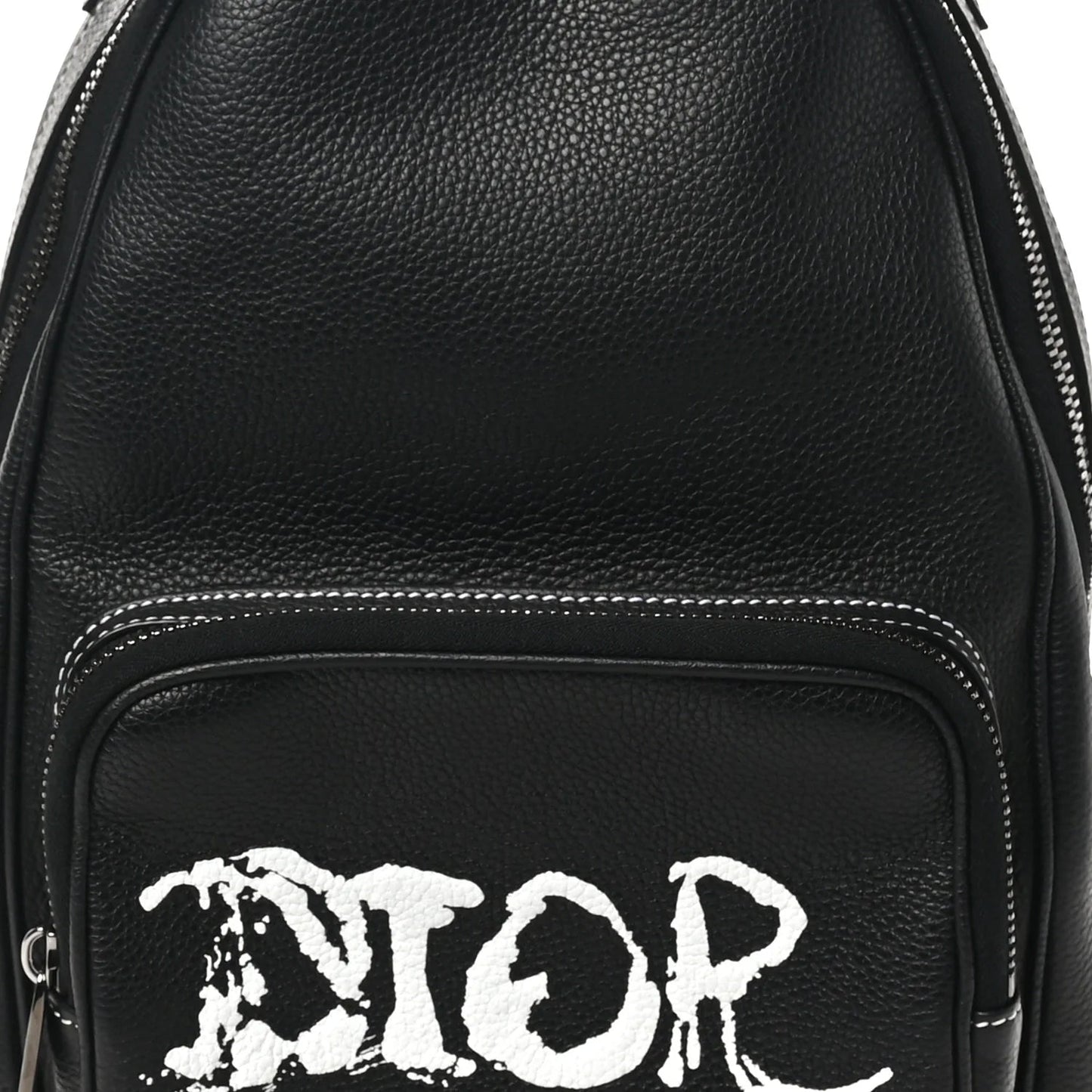 X PETER DOIG Grained Calfskin Slingbag Backpack Black