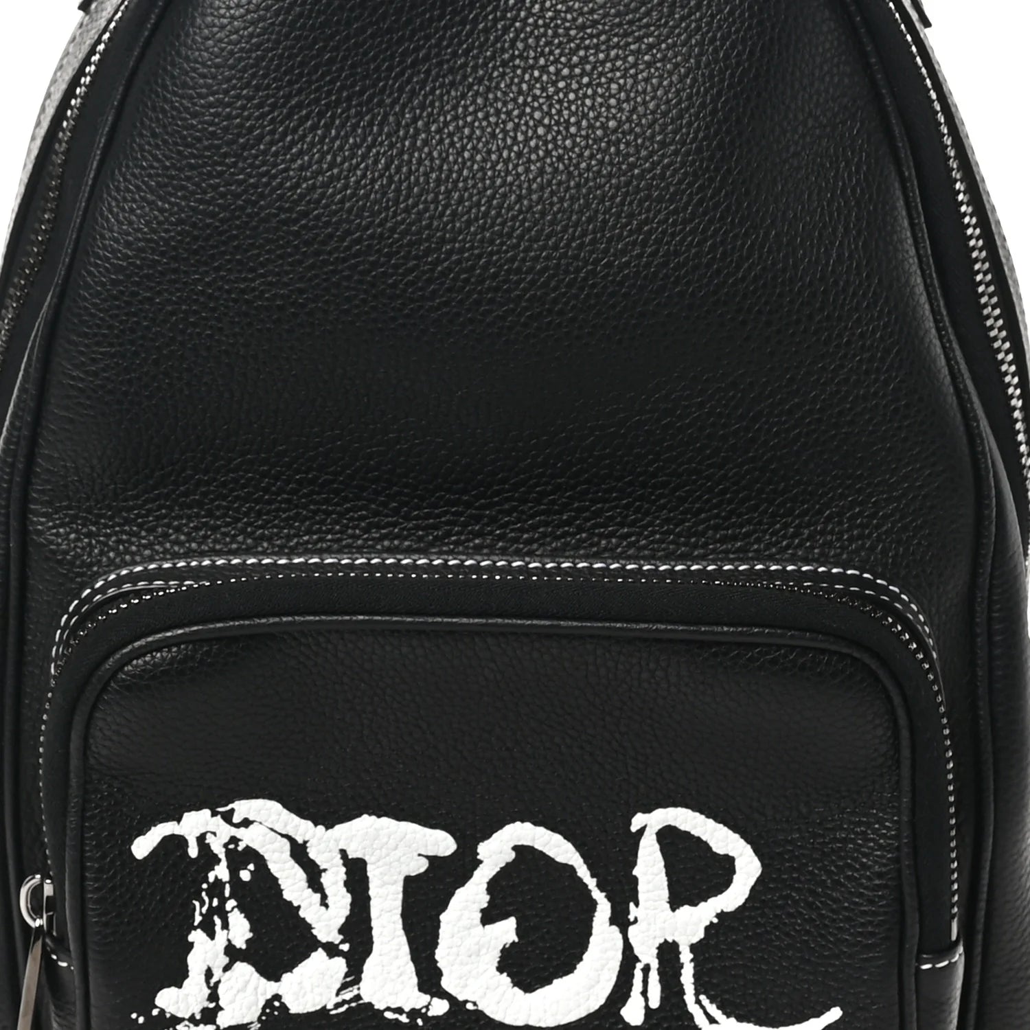 X PETER DOIG Grained Calfskin Slingbag Backpack Black