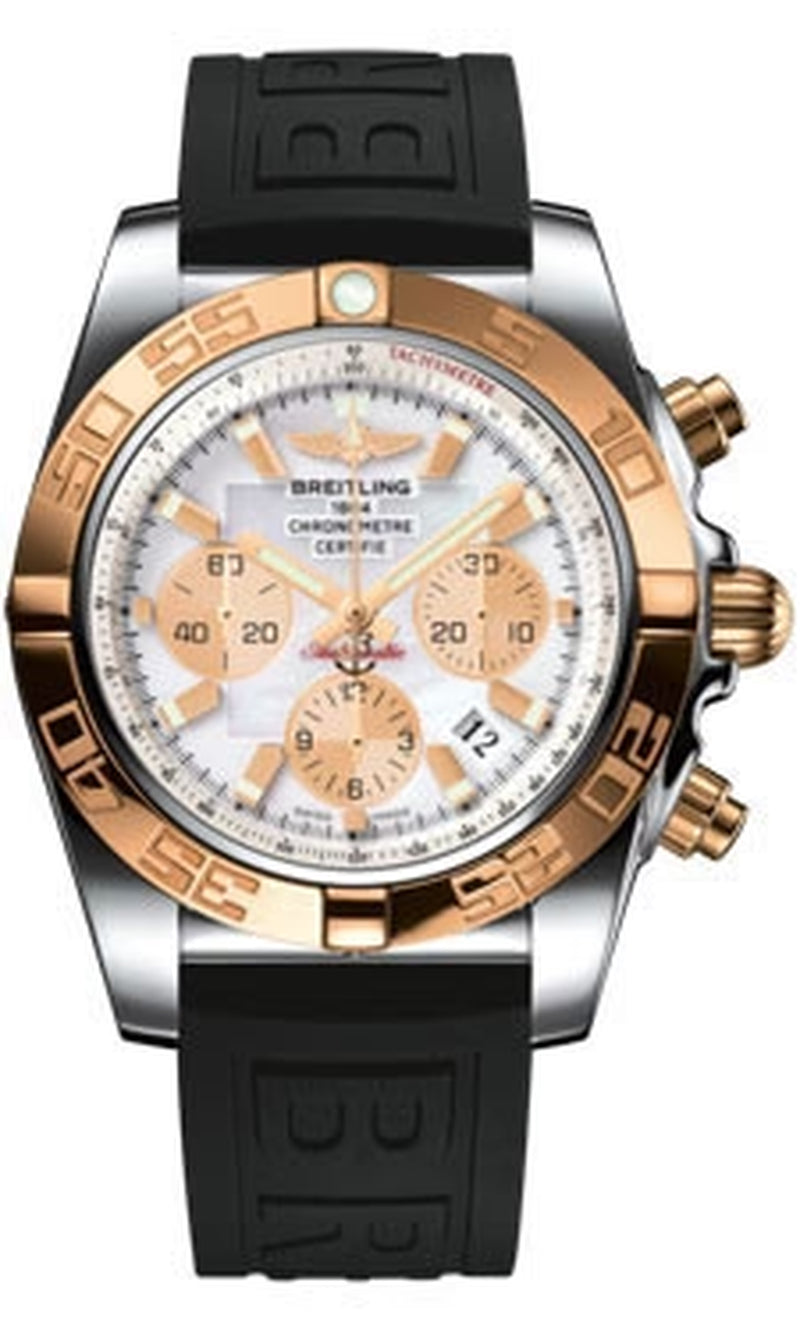 '- Chronomat 44 Steel and Rose Gold Polished Bezel - Diver Pro III Strap
