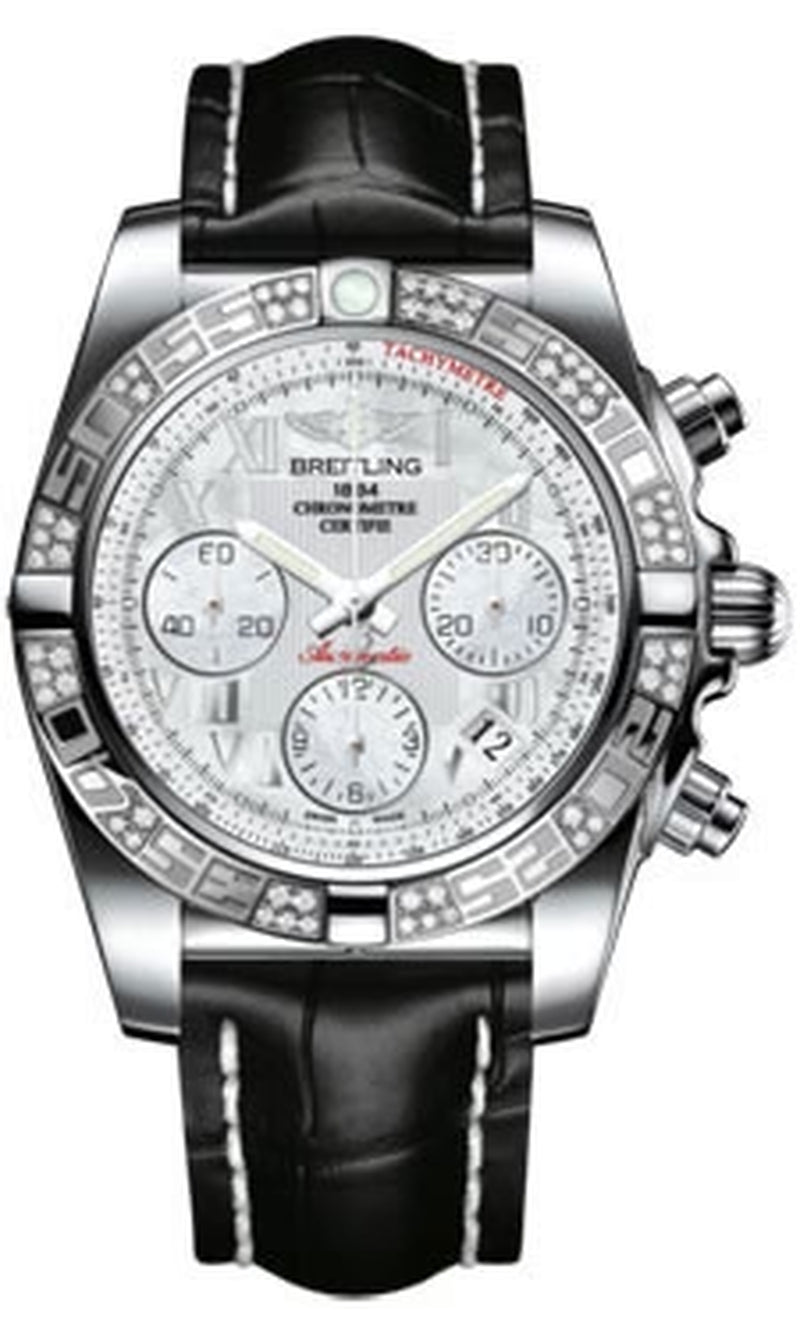 '- Chronomat 41 Steel Diamond Bezel - Croco Strap