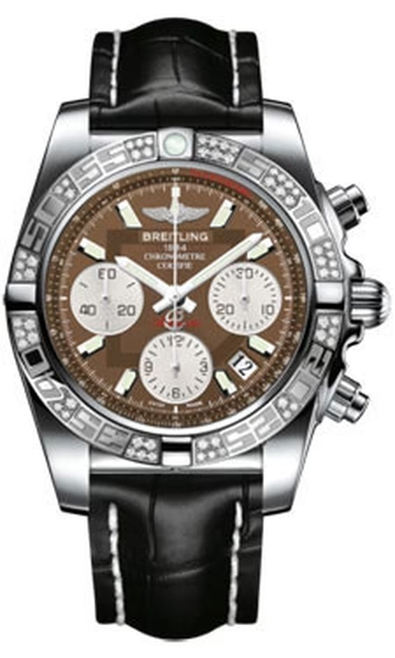 '- Chronomat 41 Steel Diamond Bezel - Croco Strap