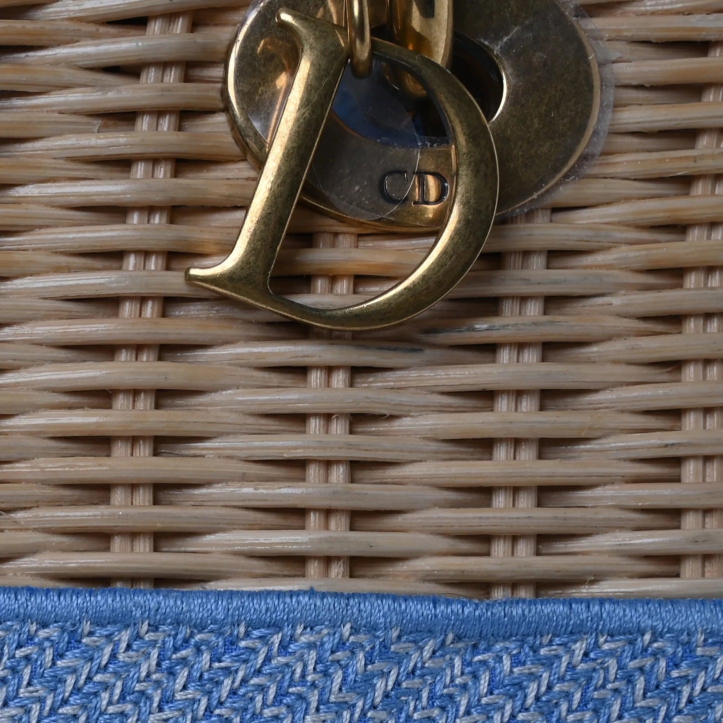 Wicker Oblique Medium Lady Dior Bag Cornflower Blue