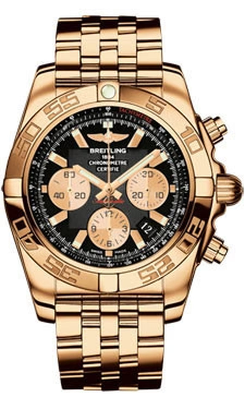 '- Chronomat 44 Rose Gold Polished Bezel - Pilot Bracelet