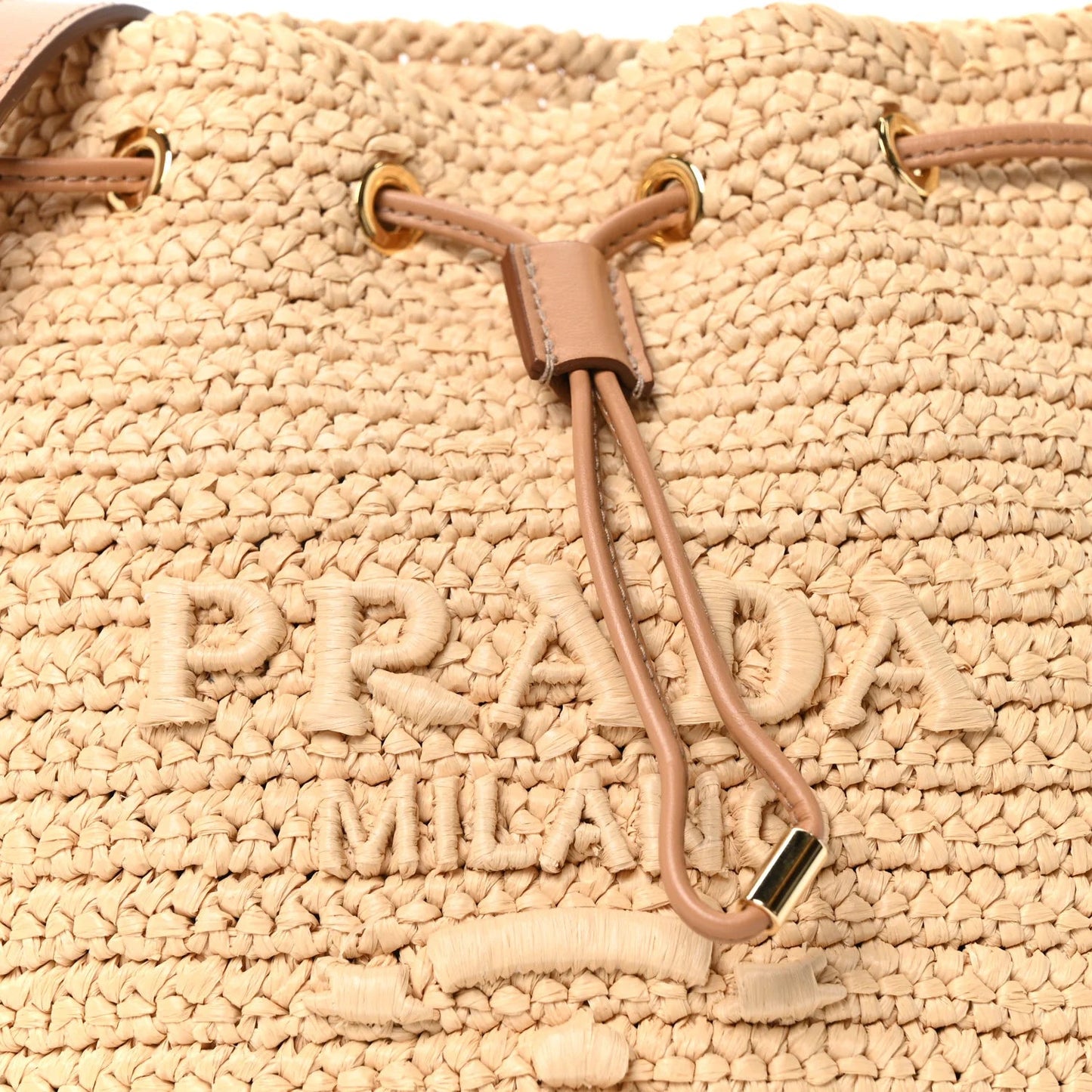 Yarn Raffia Effect Crochet Small Bucket Bag Naturale